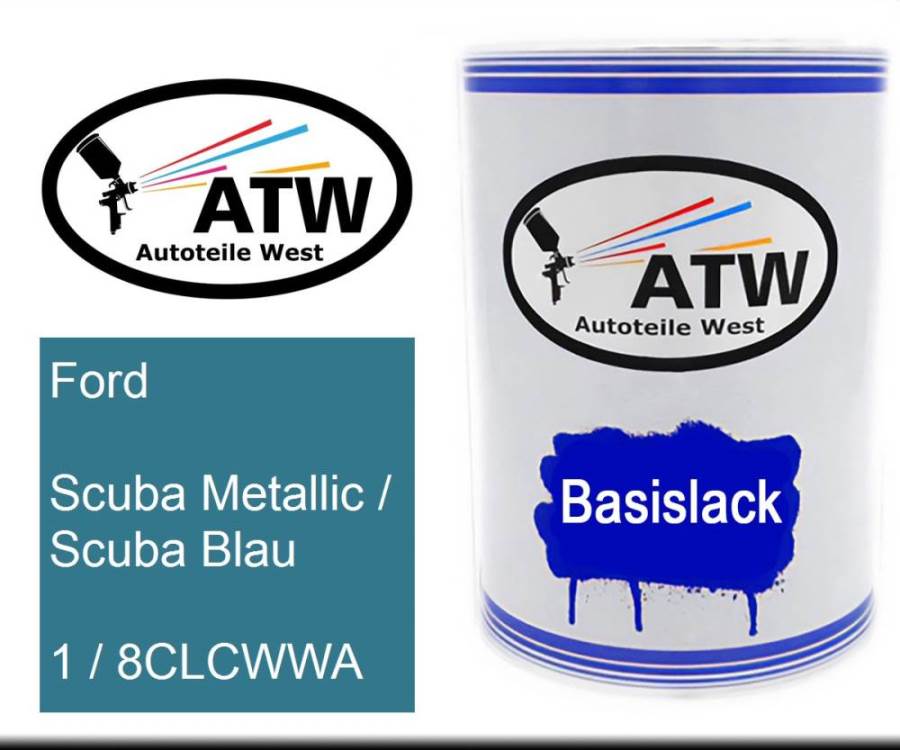 Ford, Scuba Metallic / Scuba Blau, 1 / 8CLCWWA: 500ml Lackdose, von ATW Autoteile West.